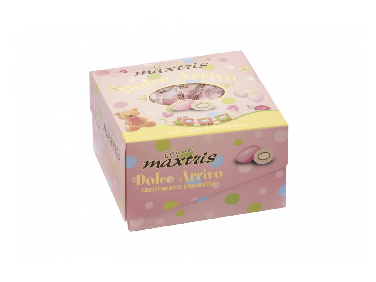 Confetti Maxtris Dolce Arrivo Rosa ricoperti di cioccolato fondente e bianco per nascita e battesimo bimba - 500gr
