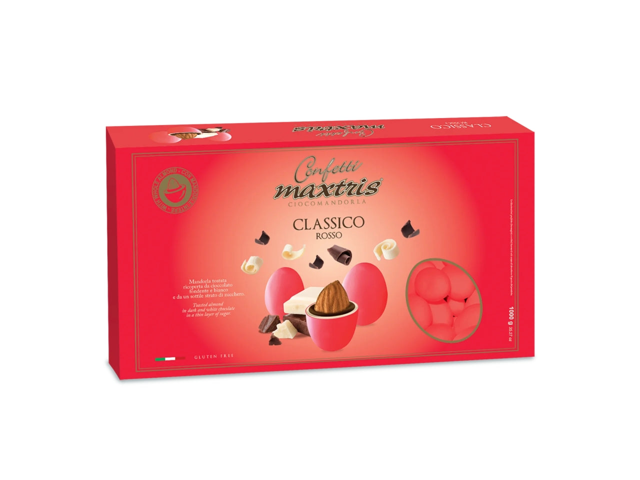 Confetti Maxtris Classico Rosso ricoperti da cioccolato fondente e bianco per bomboniere laurea - 1kg