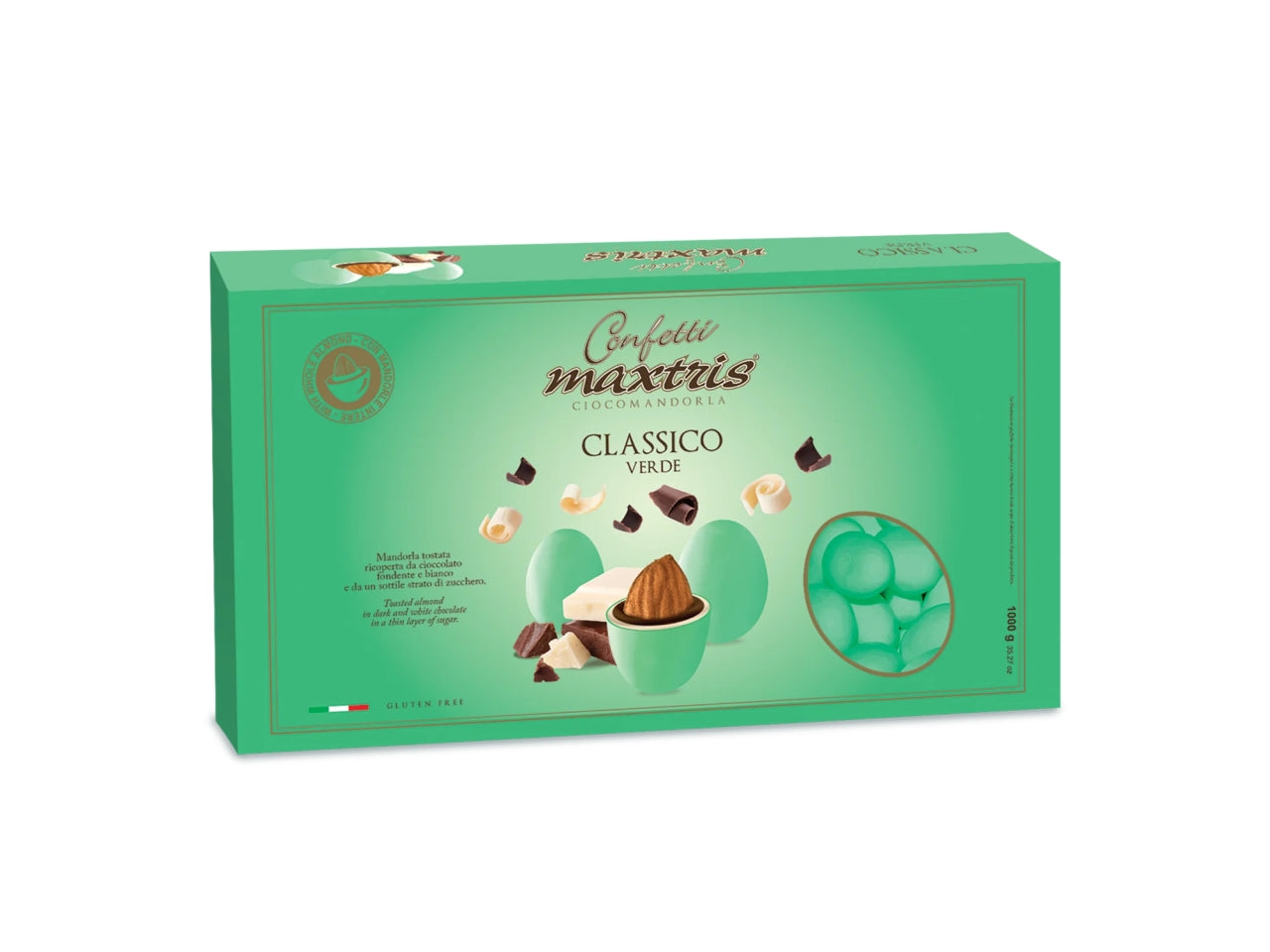 Confetti Maxtris Classico Verde ricoperti da cioccolato fondente e bianco per bomboniere da 18 anni - 1kg
