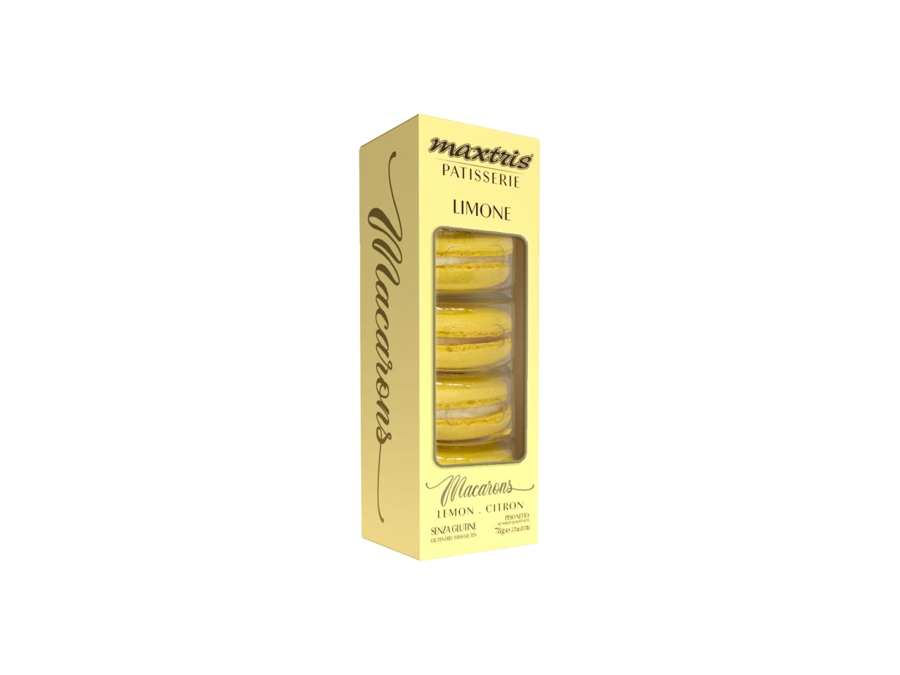 Macarons Maxtris al gusto Limone per bomboniere - Giallo - 5 pezzi - 78gr