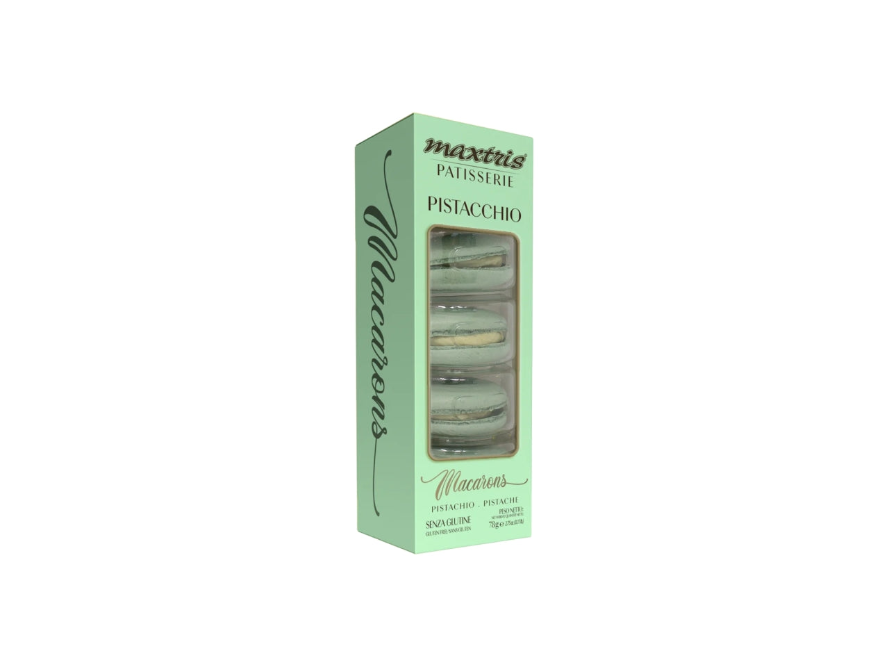 Macarons Maxtris al gusto Pistacchio per bomboniere - Verde - 5 pezzi - 78gr