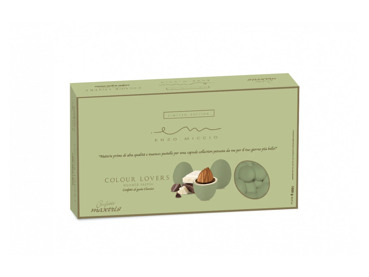 Confetti Maxtris Salvia ricoperti di cioccolato bianco e fondente per bomboniere - Enzo Miccio Premium Collection - 1kg