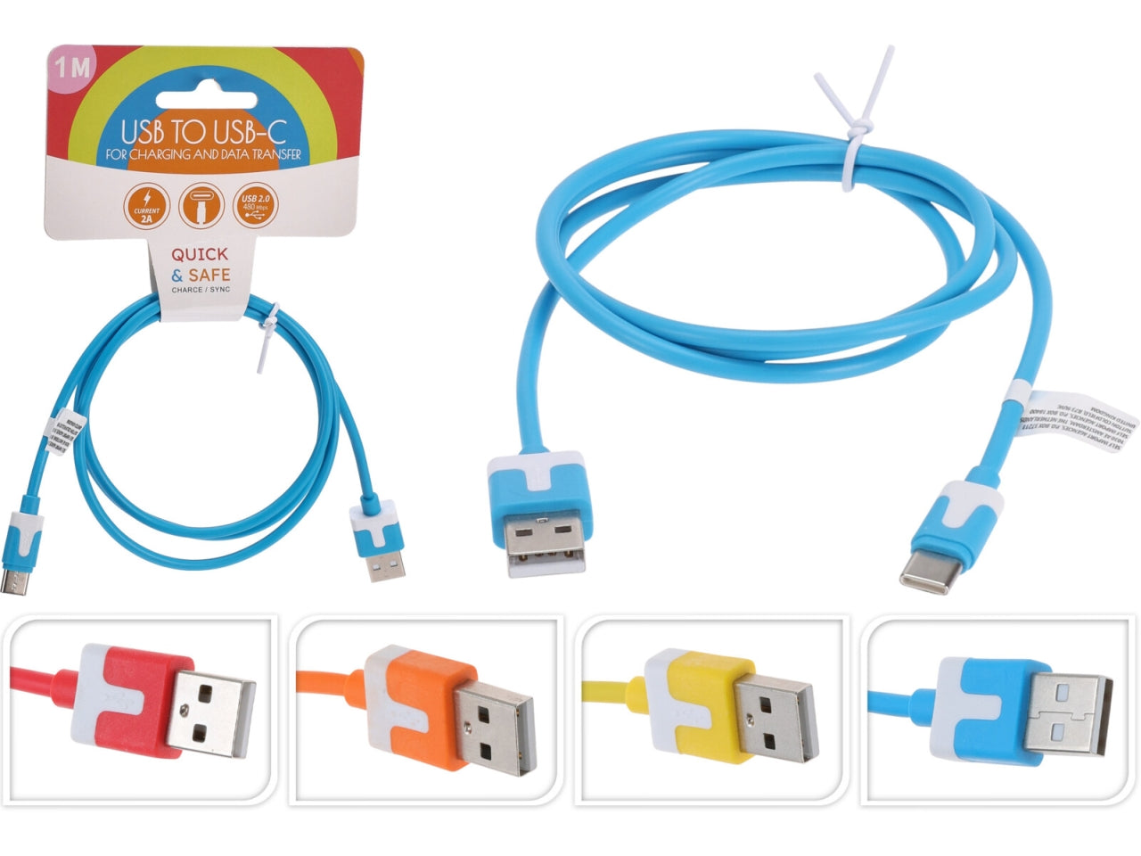 Cavo 2a usb-c 1mt in colori assortiti