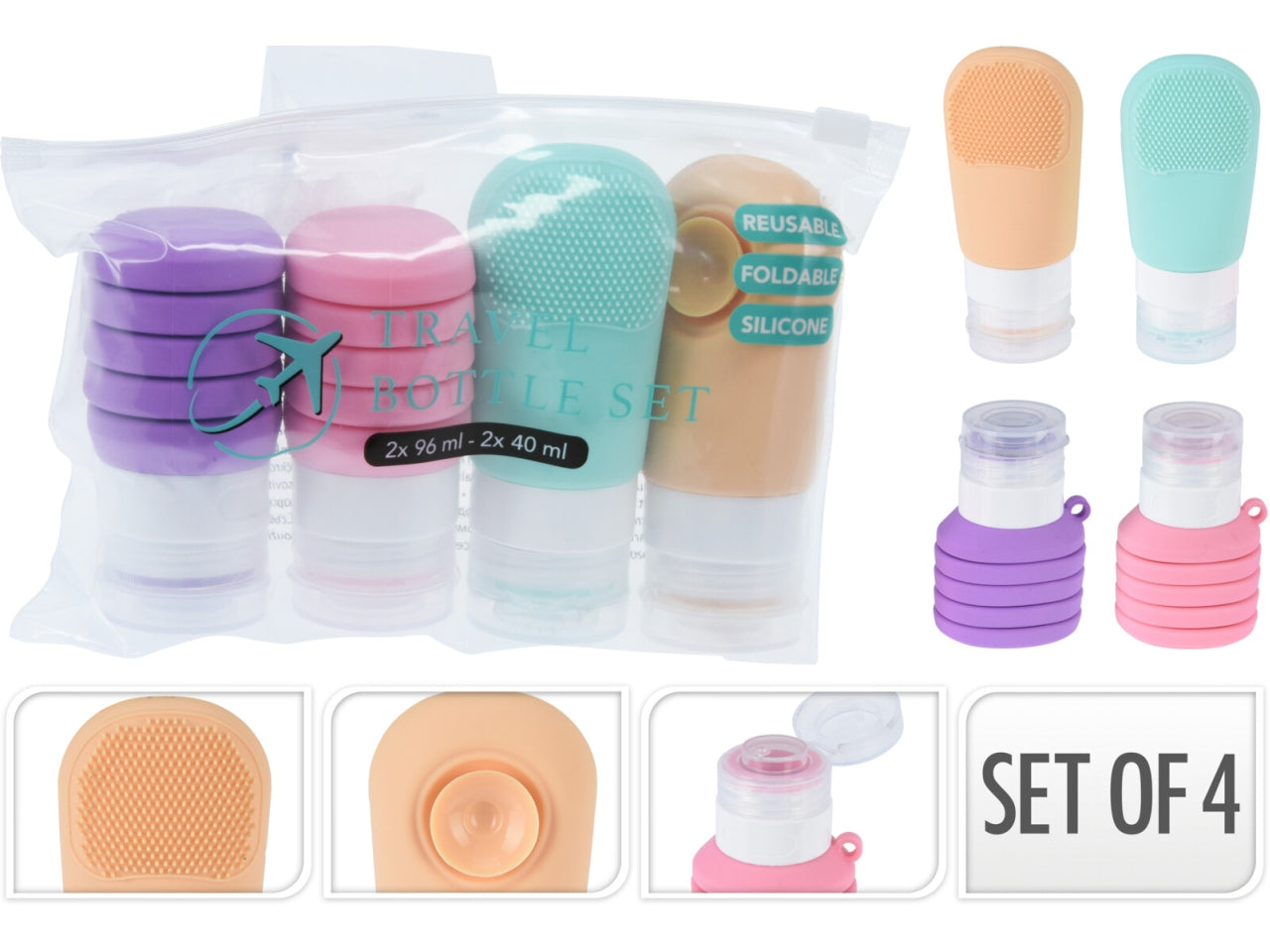 Set 5 flaconi viaggi colorati $