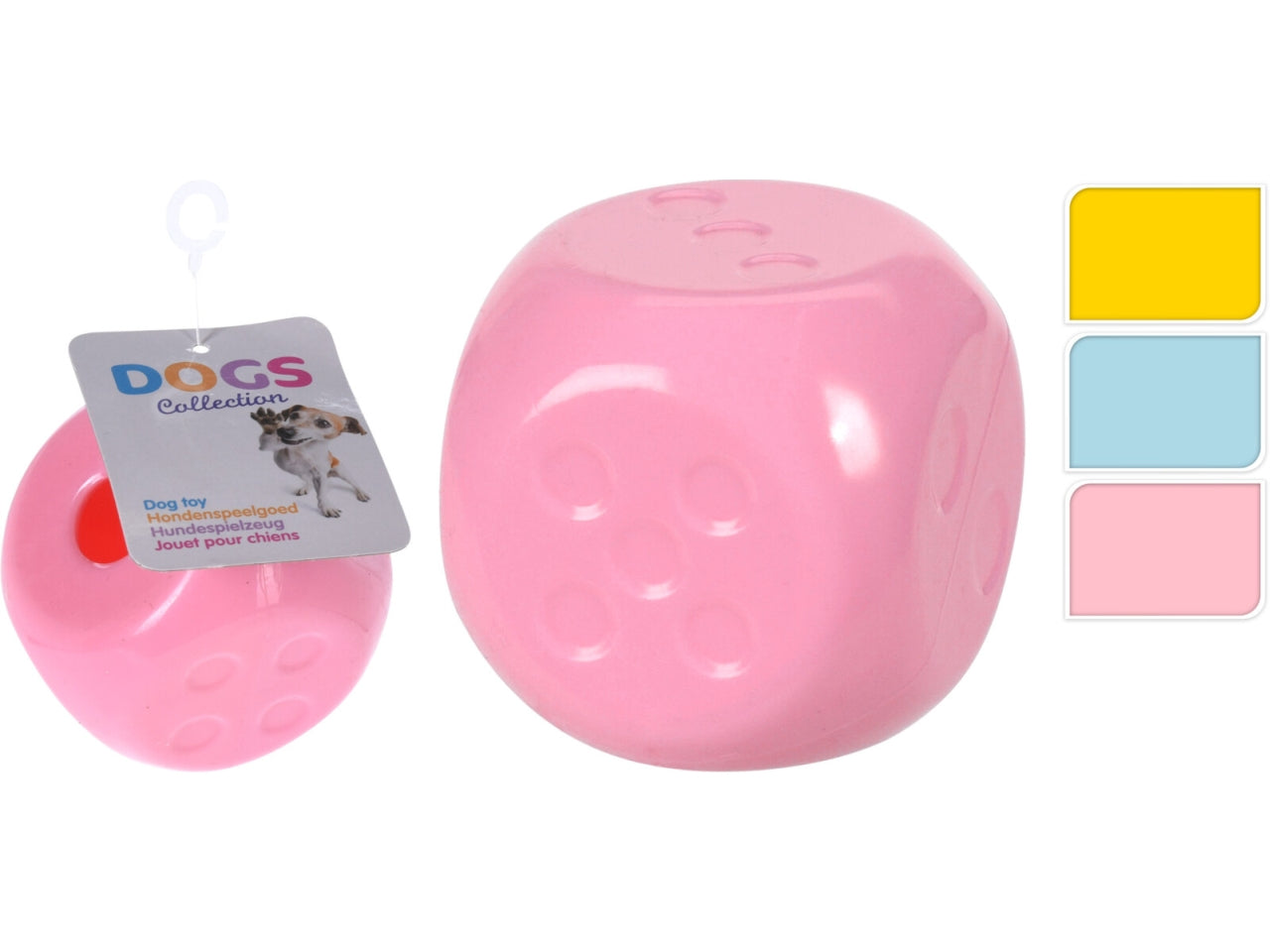Gioco cani dado in tpr 6x6cm in colori assortiti
