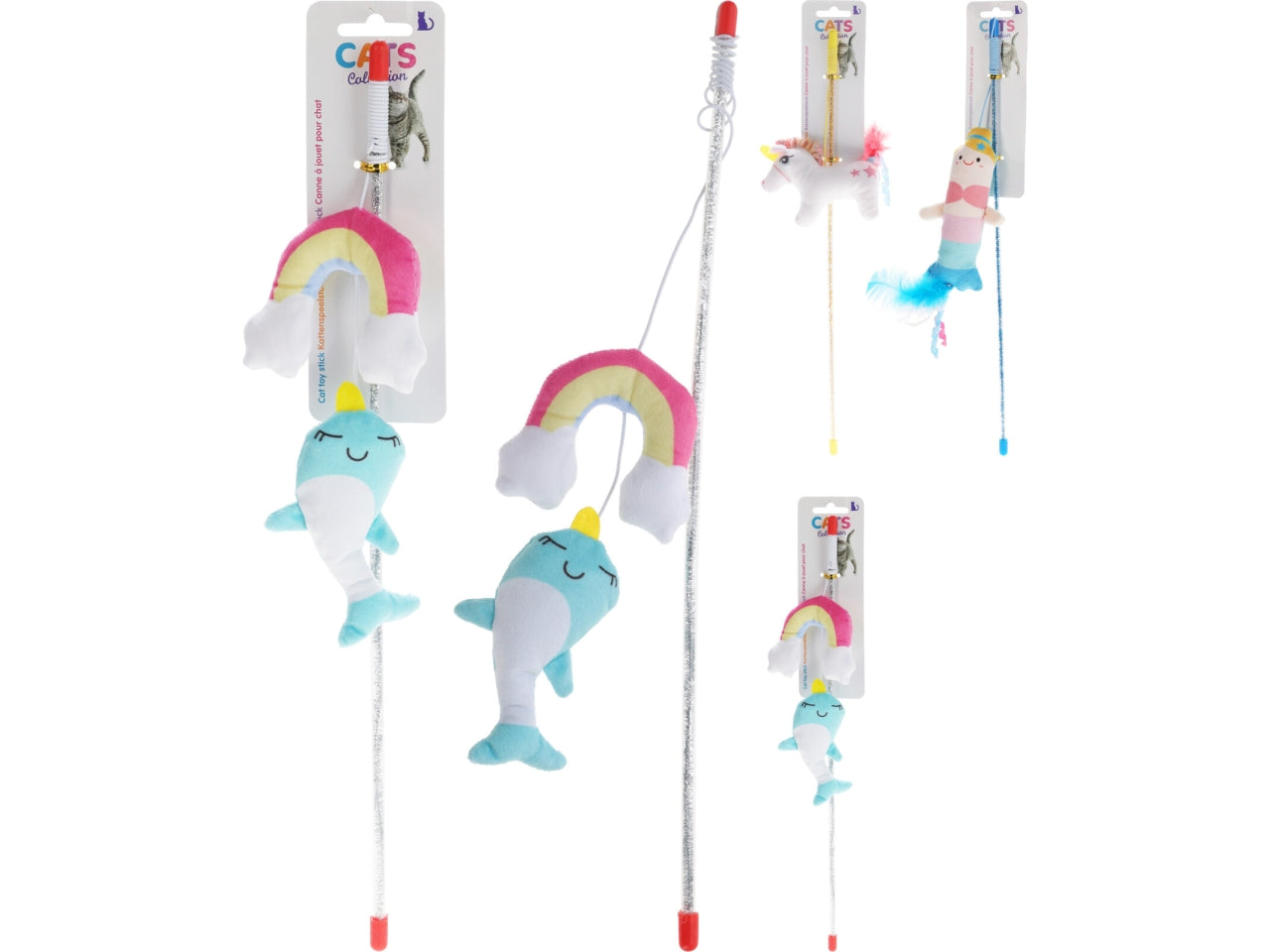 Bacchetta gioco gatto 40cm in colori assortiti