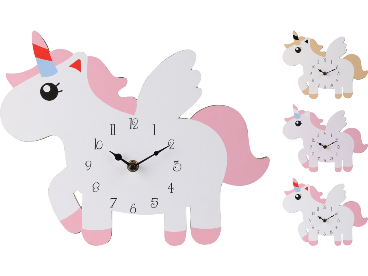 Orologio unicorno legno 30cm in colori assortiti