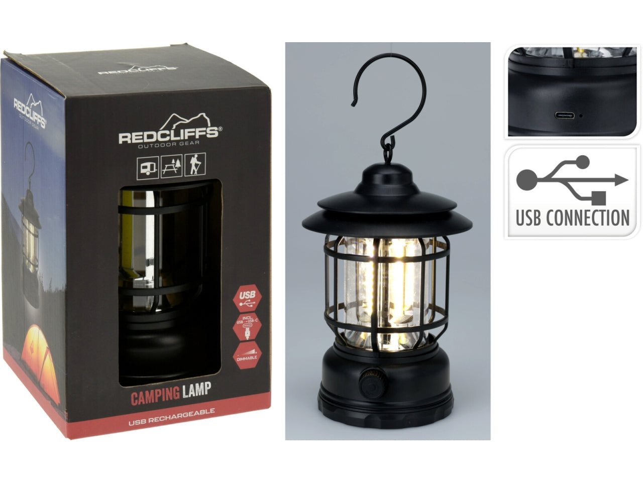 Lampada per campeggio usb con luci led cob 18cm