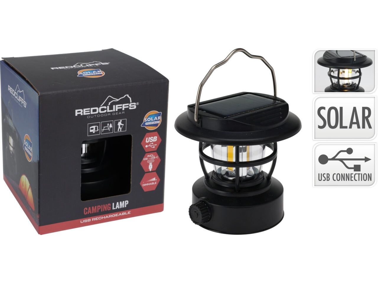Lampada per campeggio ricaricabile 10x10cm