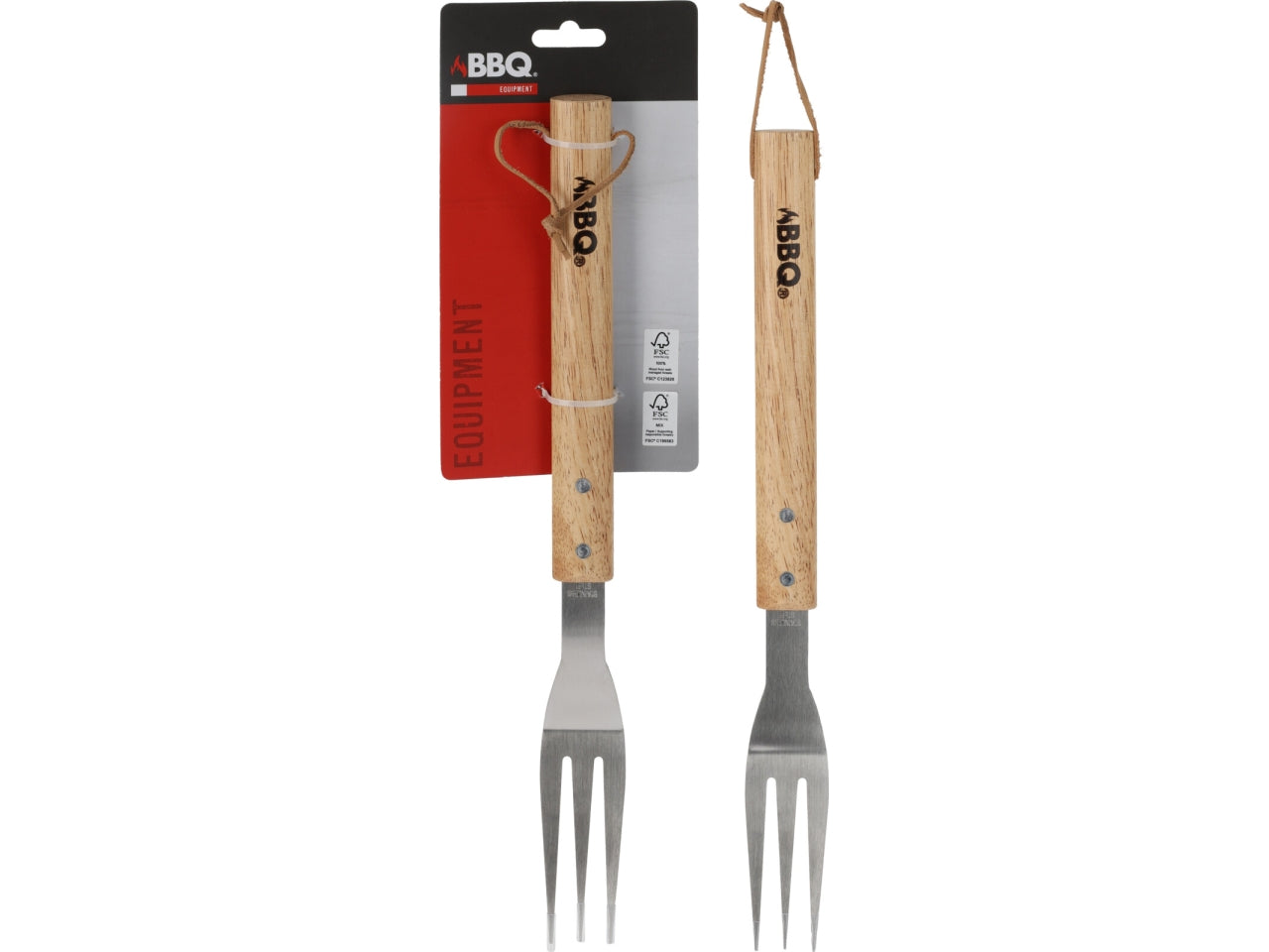 Forchettone per barbecue in inox e legno 38cm