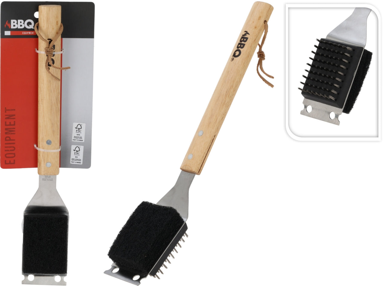 Spazzola per barbecue in inox e legno 38cm