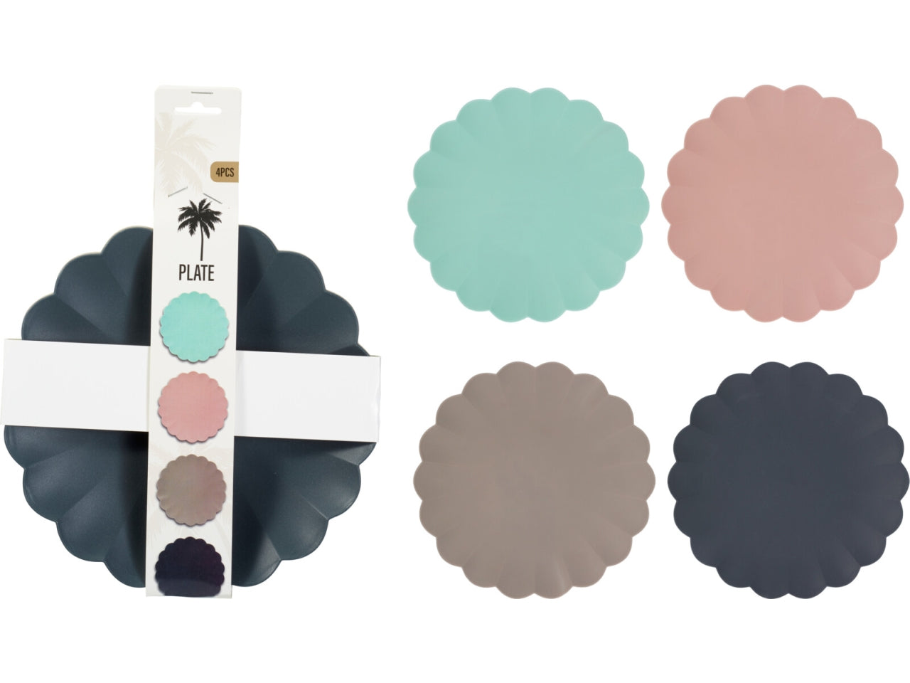 Set 4 pezzi piatto in pp- colori assortiti