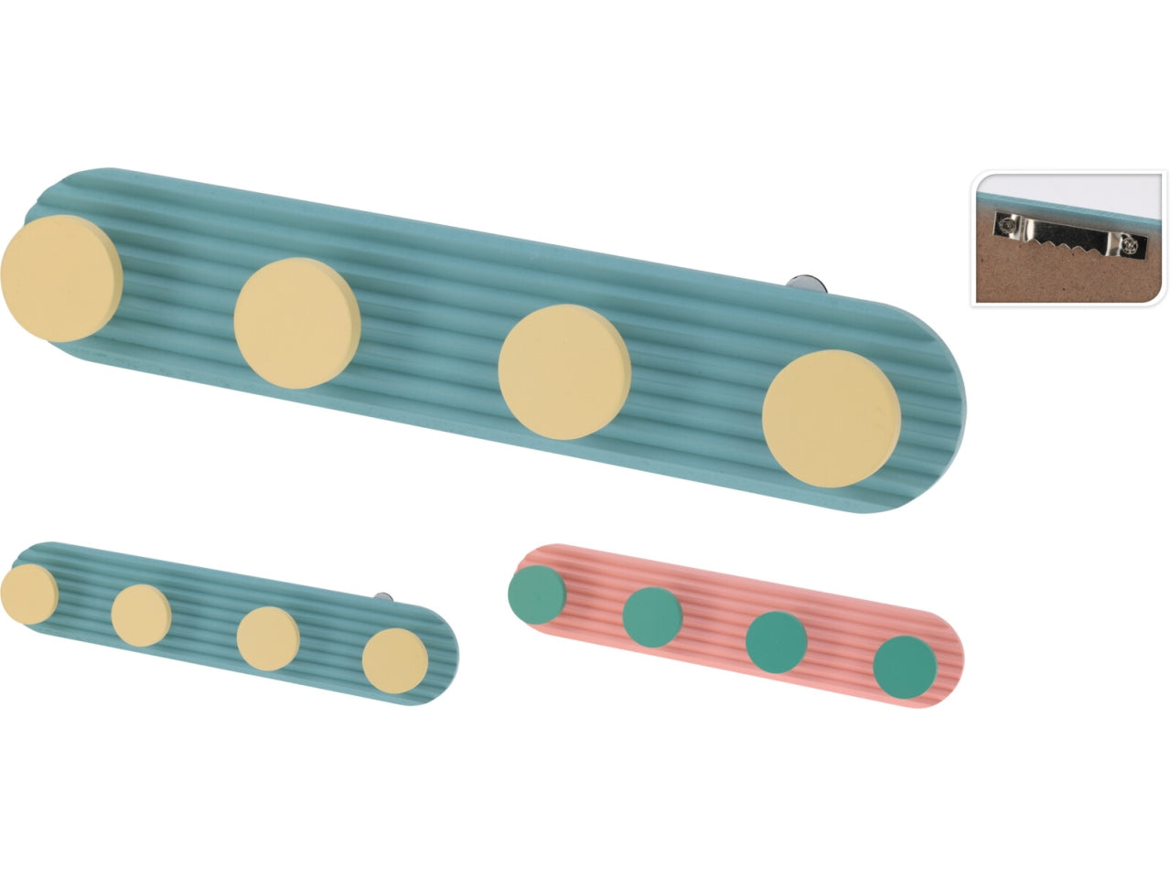 Appendino a parete 4 posti  39x5x7cm in coloi assortiti