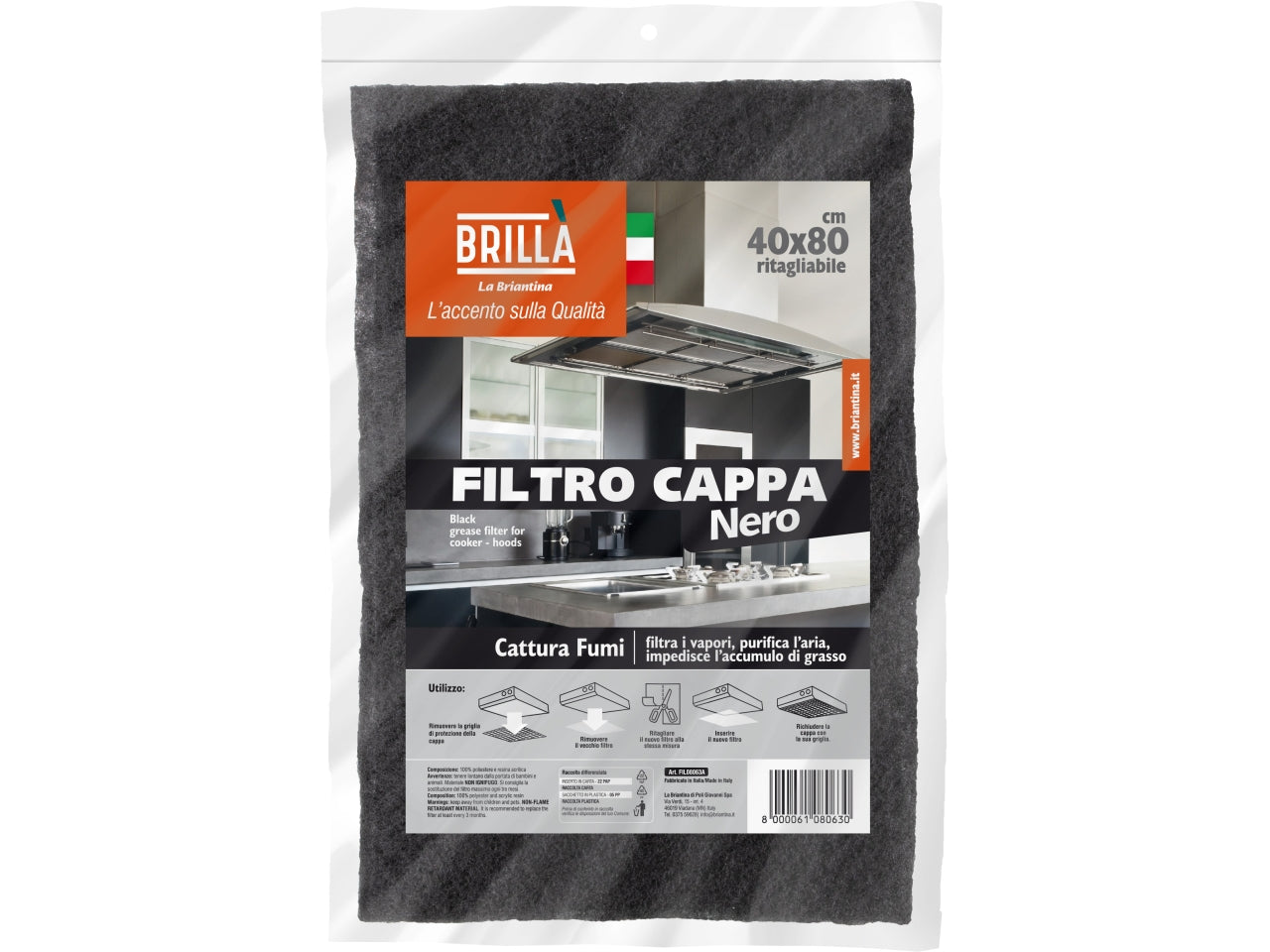Filtro cappa nero 40x80cm