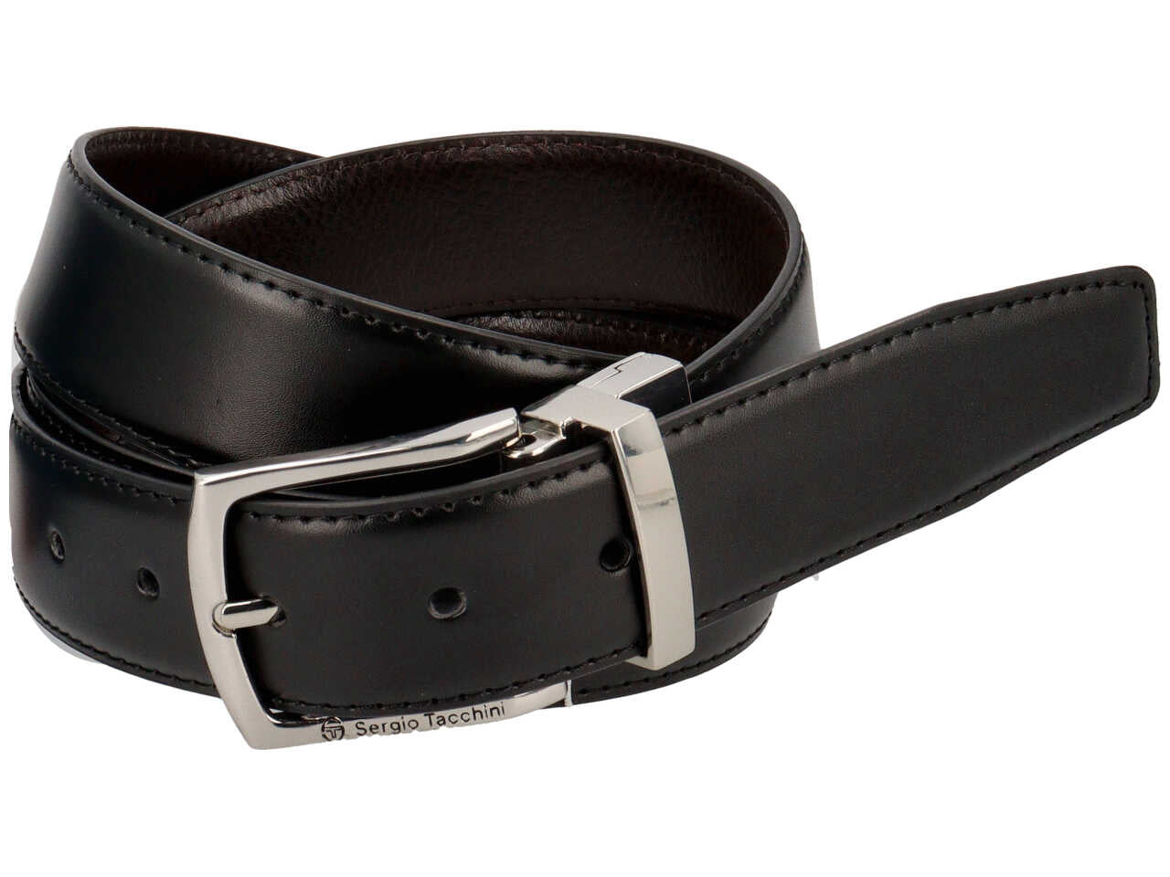 Cintura da uomo in pelle reversibile nera e testa di moro, altezza 3,5 cm in taglie assortite dalla 115 alla 130 - Sergio Tacchini