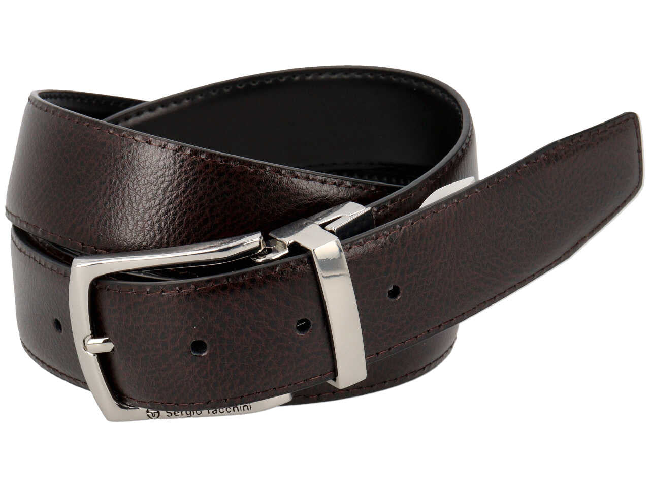 Cintura da uomo in pelle reversibile nera e testa di moro, altezza 3,5 cm in taglie assortite dalla 115 alla 130 - Sergio Tacchini