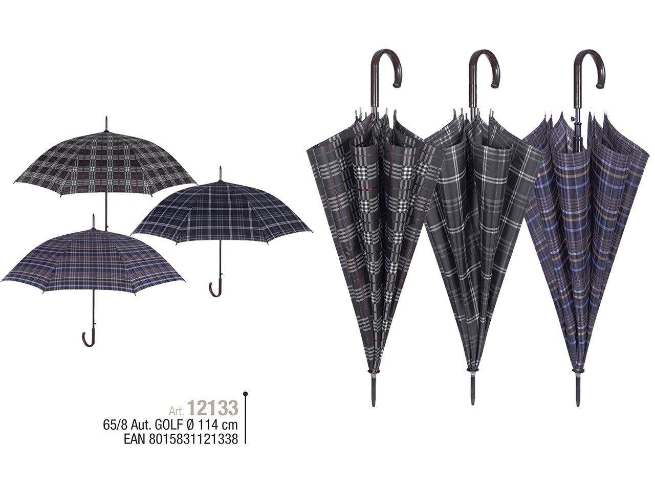 Ombrello golf da uomo 65cm con apertura manuale