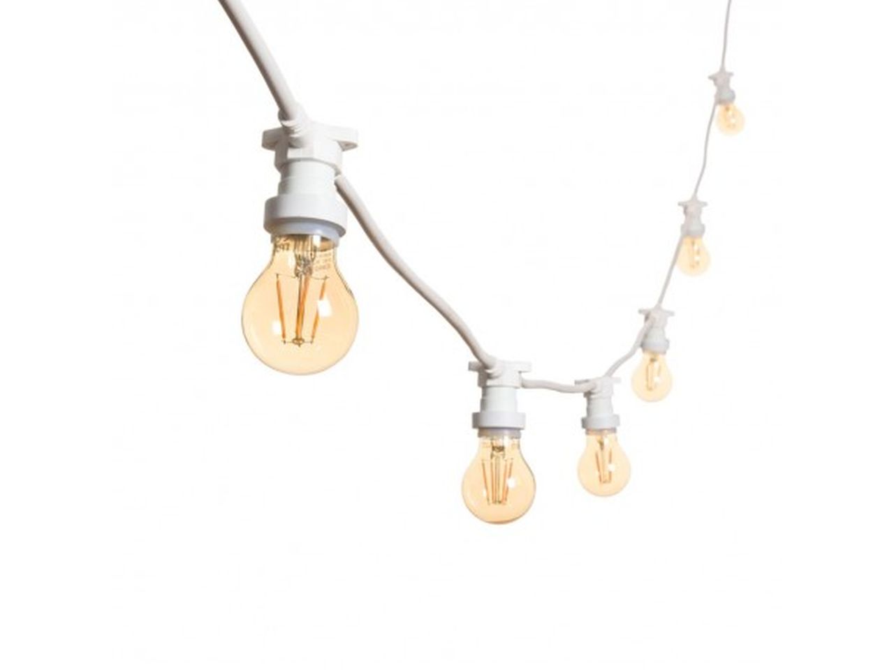 Catena di luci imperia brindisi misura 10mt con 10 porta lampade colore bianco piu' schuko