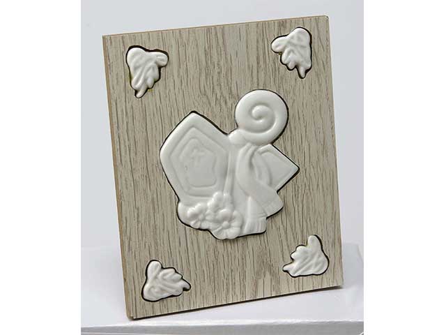 Icona legno c/mitra porcell.9x11 l19113