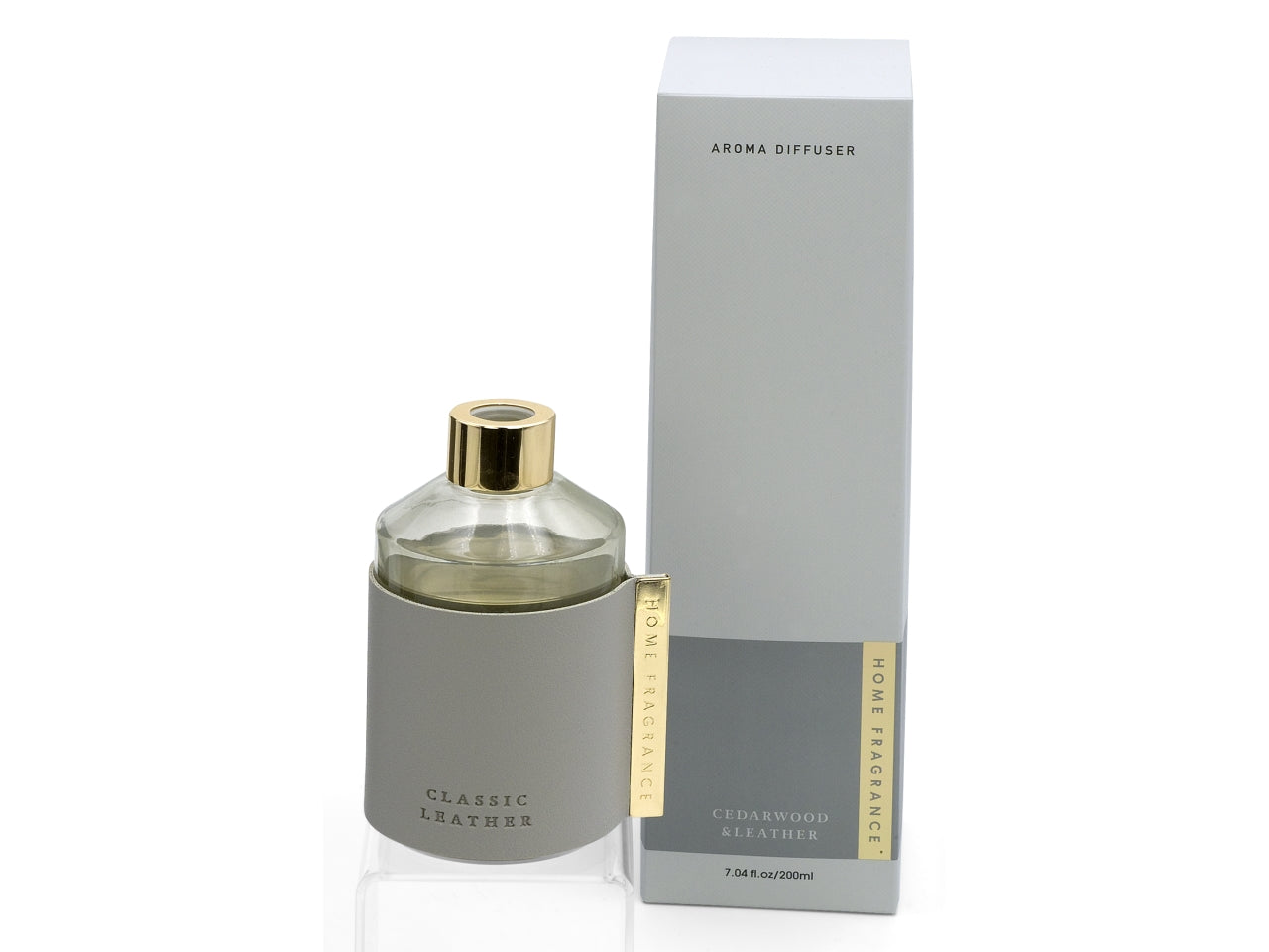 Diffusore in vetro rivestito in similpelle colore grigio 200ml
