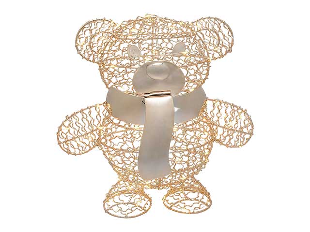 Orsetto teddy 27cm champagne con 80microled bianco caldo a batteria con telecomando