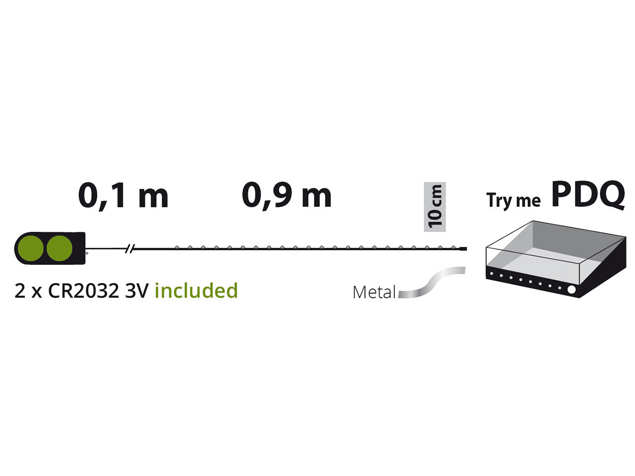 Filo metallo argento 1mt con 10micro led bianco caldo luce fissa a batteria 2xcr2032 incluse