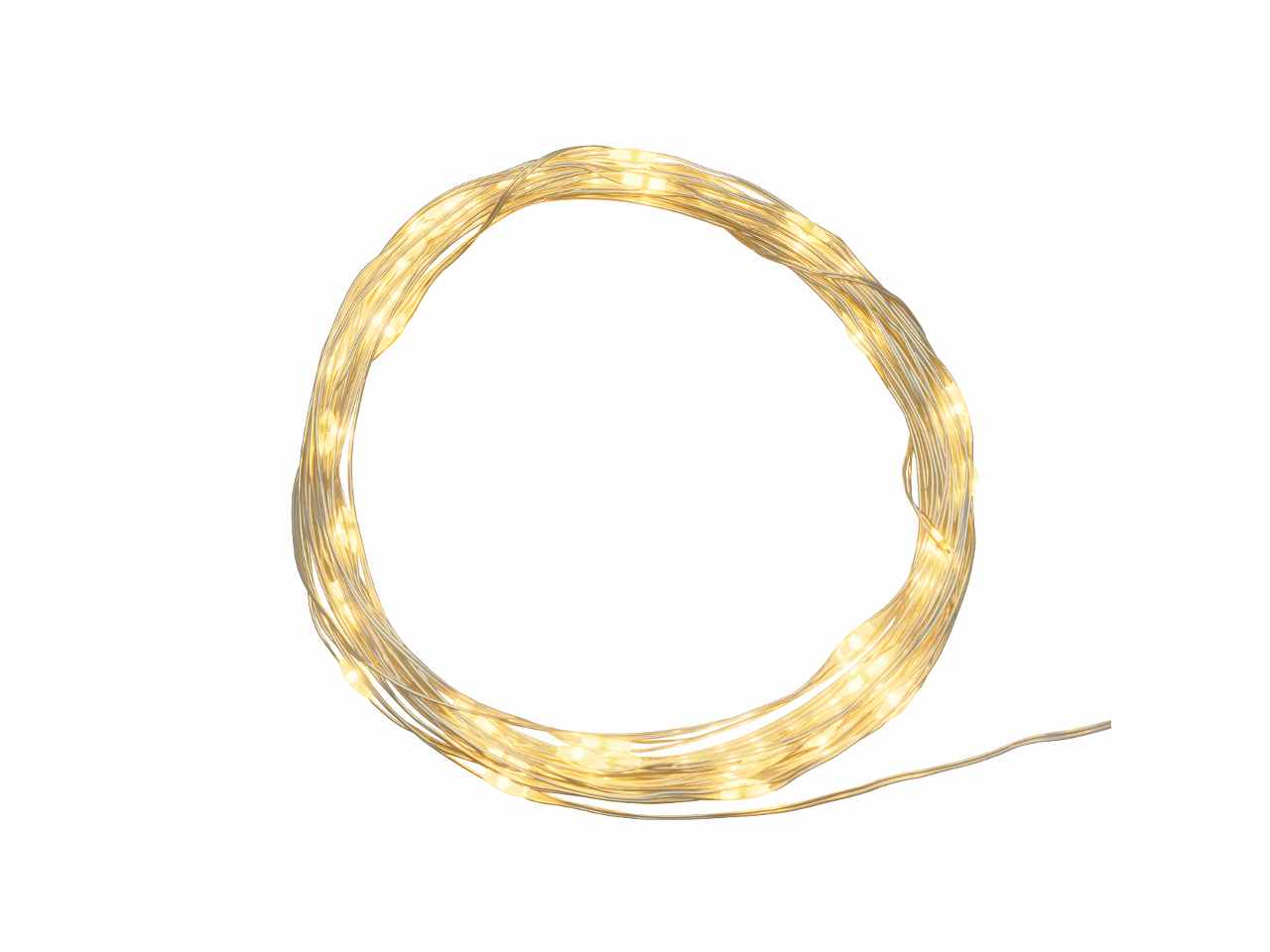 Filo metallo argento 4mt con 40micro led bianco caldo luce fissa a batteria 2xcr2032 incluse