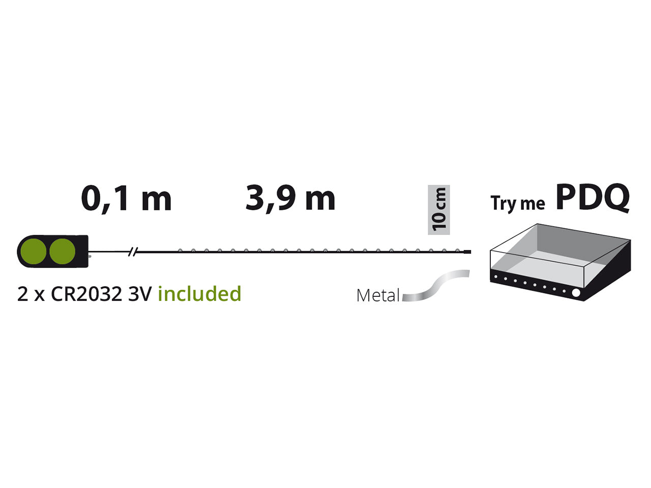 Filo metallo argento 4mt con 40micro led bianco freddo luce fissa a batteria 2xcr2032 incluse