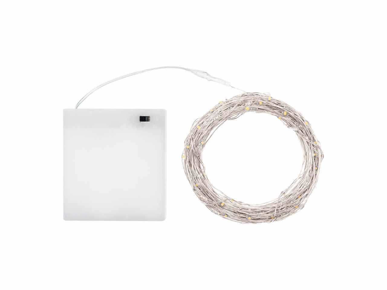 Luci in filo metallico a batteria bianco in metallo 140 mini led uso interno filo argento a batteria