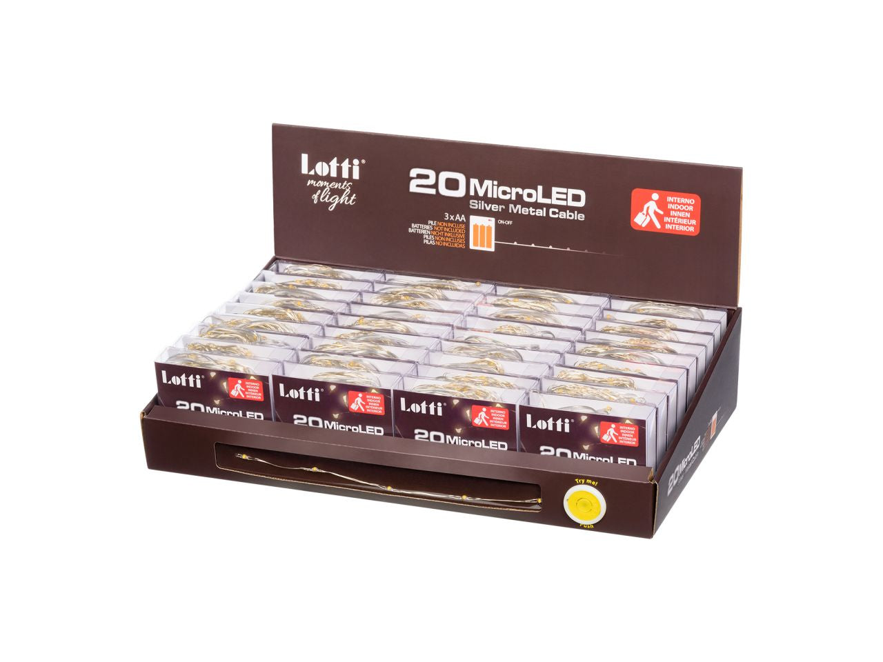 Catena di luci lineare 20 microled multicolor luce fissa misura 2mt