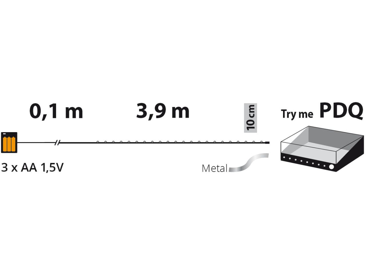 Luci con filo in metallo argento 4mt, 40 micro led bianco freddo, luce fissa, a batteria 3xAA 1,5V non incluse