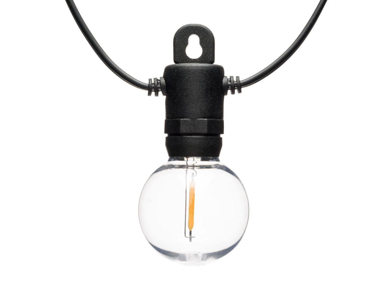 Catena di luci lineare misura 4m decorata party light con 10 lampadine in plastica trasparente antiurto led bianco caldo per uso interno ed esterno