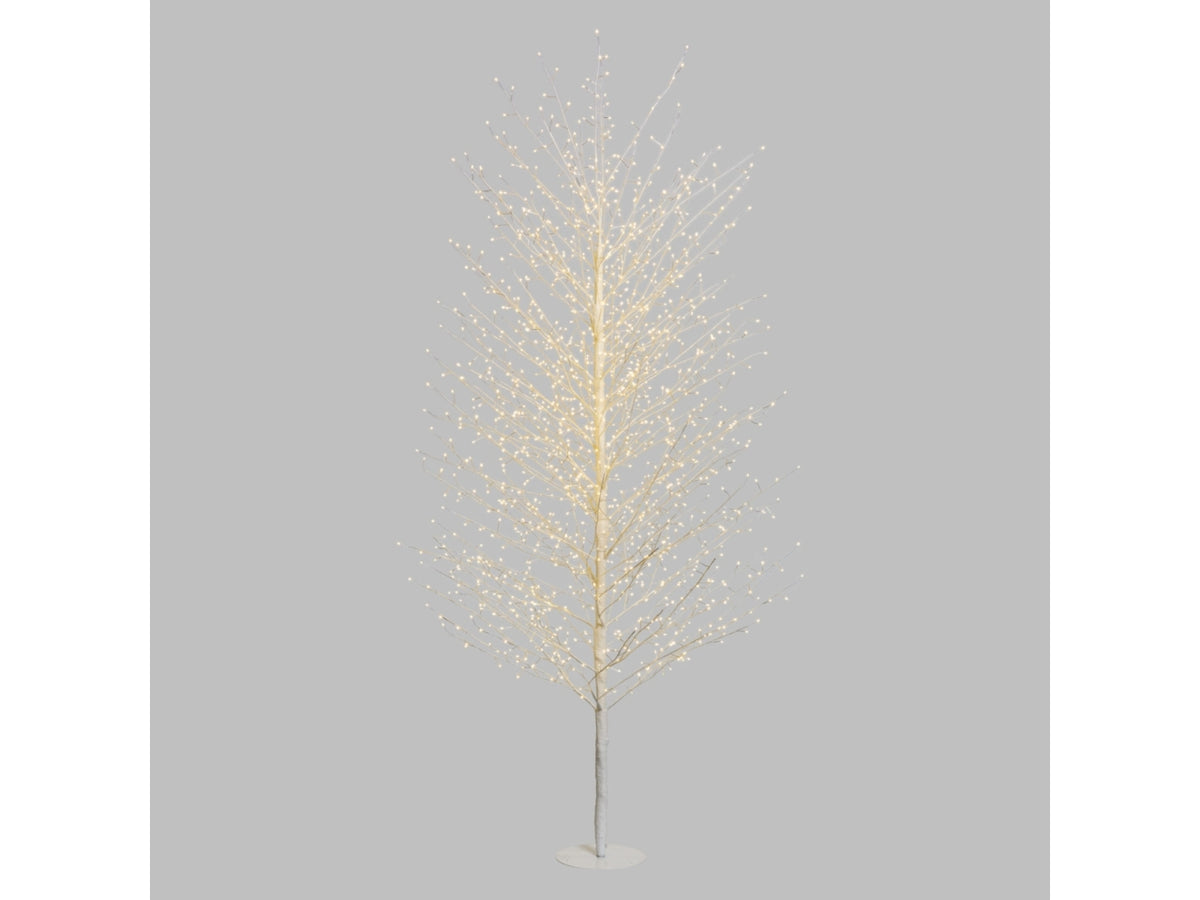 Albero tiglio 230cm ramo bianco diametro 115cm con 15600microled bianco caldo e giochi di luce automatico flashled diamond per uso interno/esterno IP44