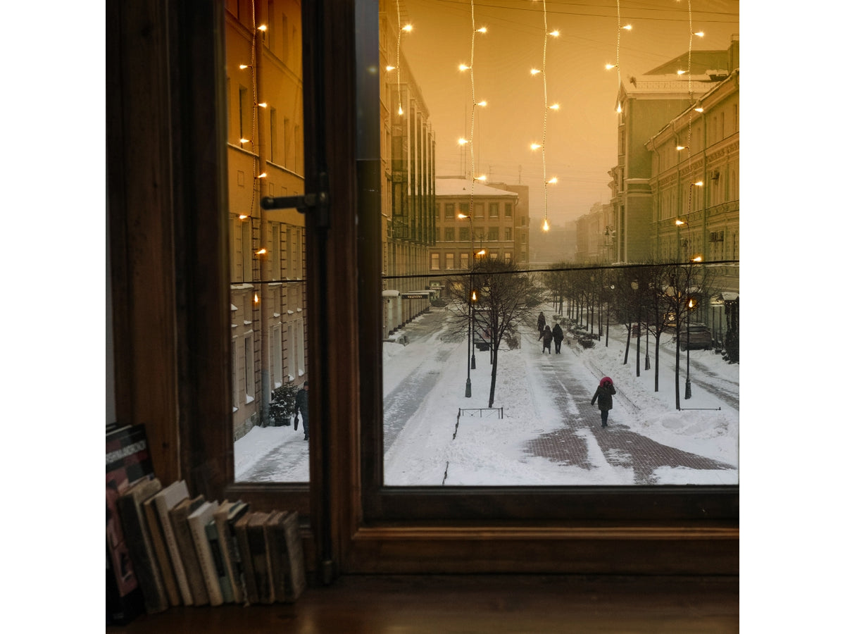 Tenda di luci 140led 360xh.90cm bianco caldo con giochi di luce, filo bianco per uso interno/esterno