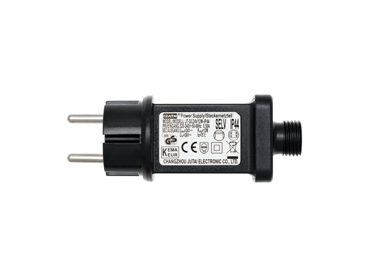 Ricambio trasformatore opzionale con spina europea ip44 (cee7/4), uscita 24v dc max 12 watt - modello: 24v