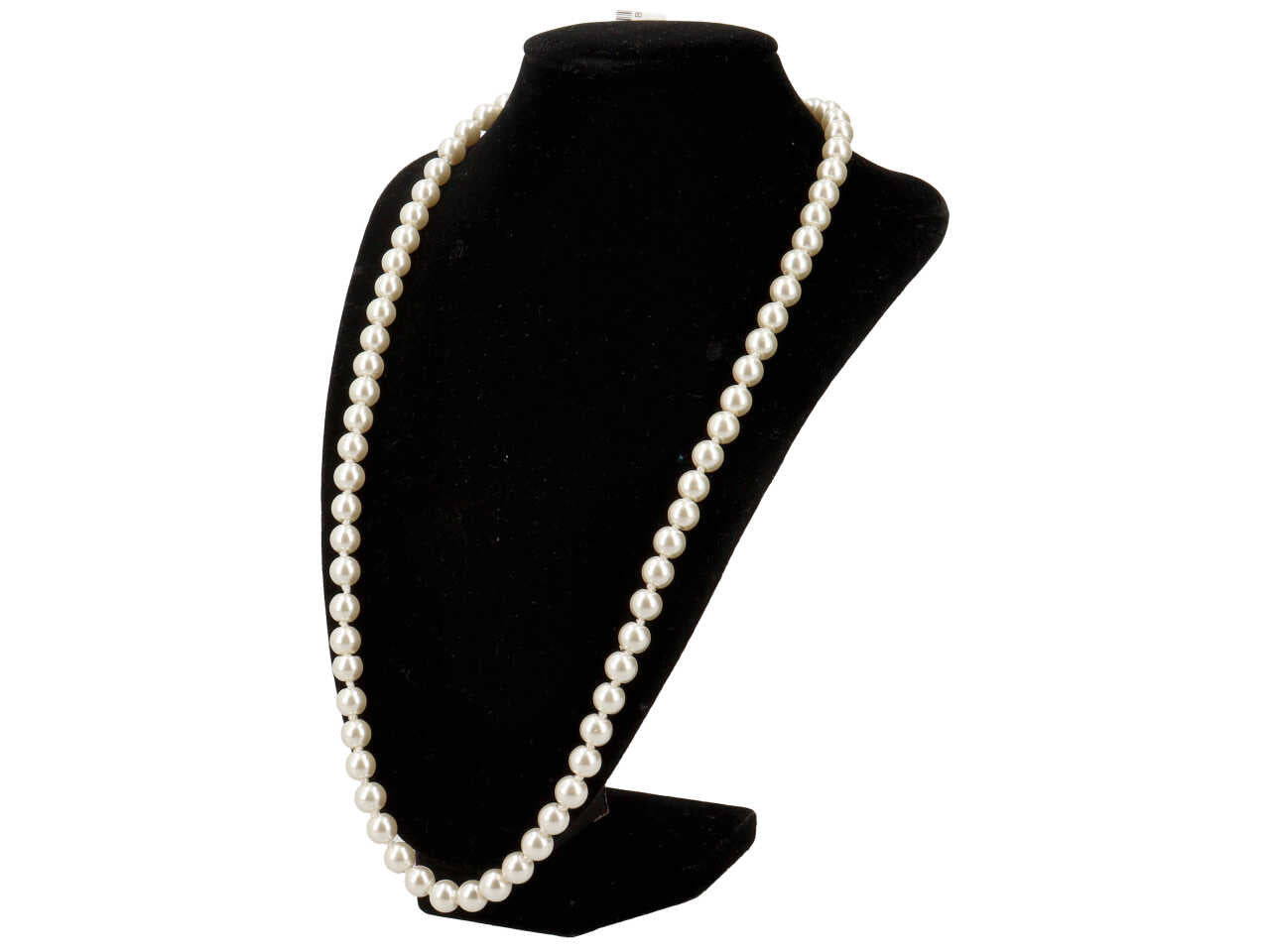 Collana con perla in vetro 8mmx60cm e chiusura metallo e zirconi