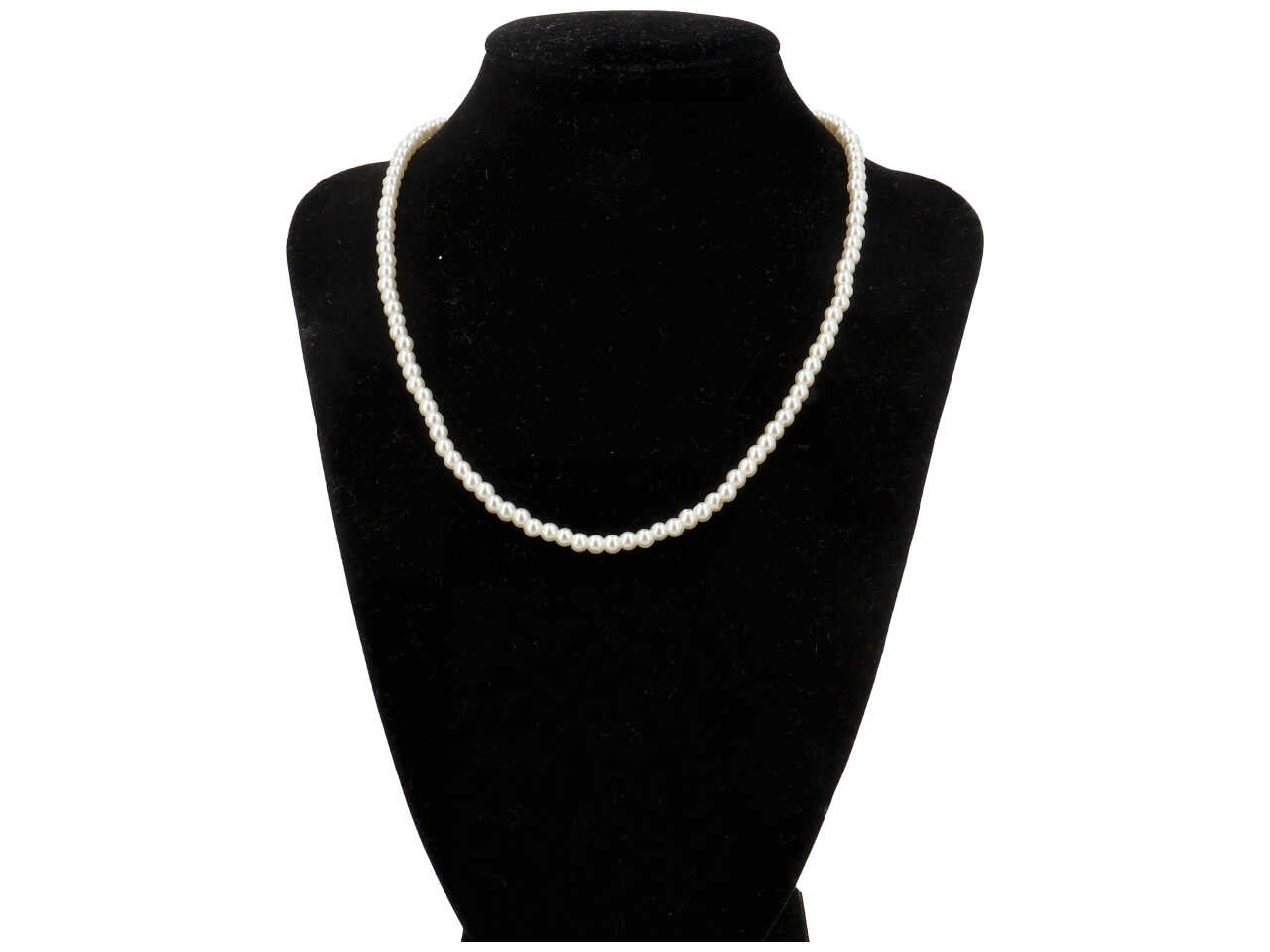 Collana perla vetro 4mmx40cm con chiusura in acciaio