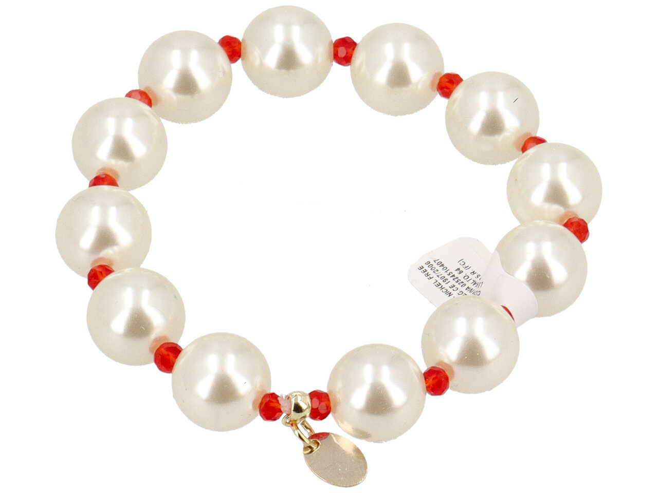 Bracciale perla acrilico + cristallo