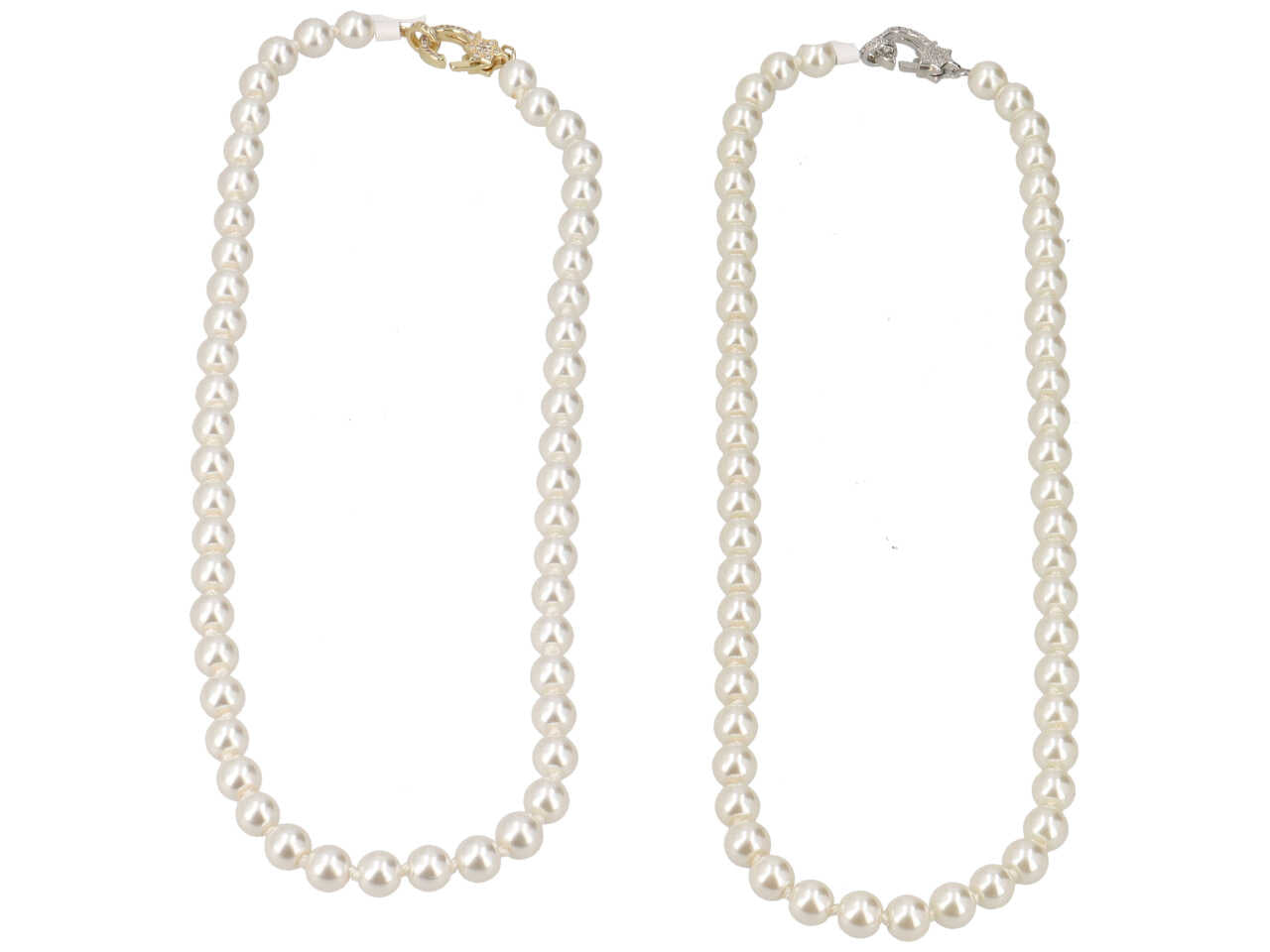 Collana con perla, metallo e zirconi