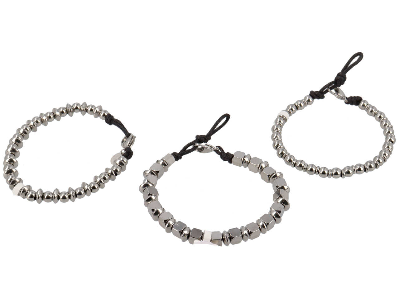 Bracciale uomo in acciaio + laccio poliestere