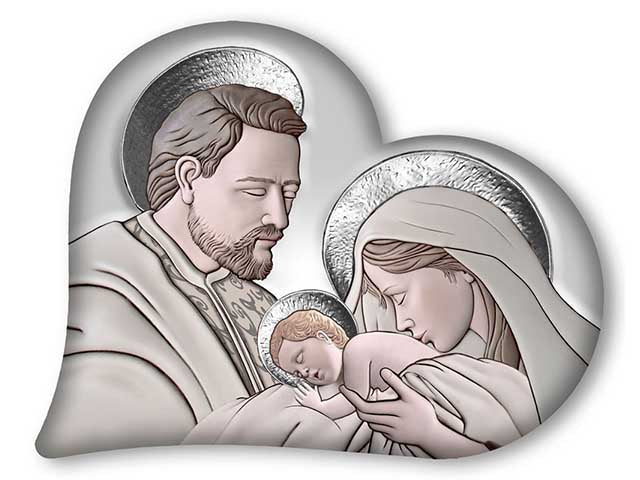 Quadro cuore s.famiglia 50x65 grigio