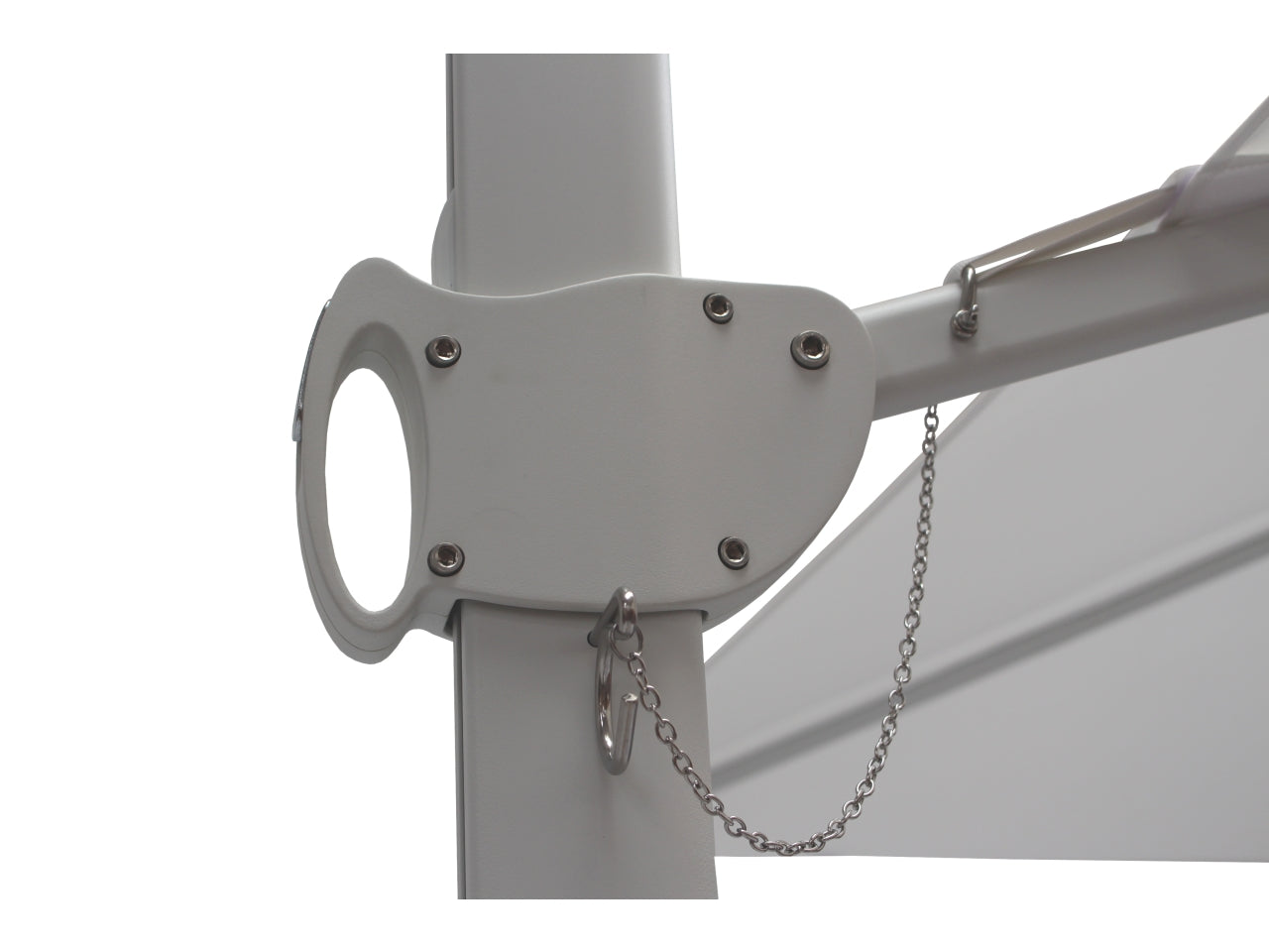 Ombrellone modello trend ice in poliestere uv 50+ con palo laterale in alluminio colore bianco misure 250x250/4