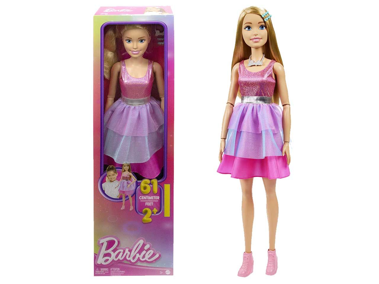 Fashion doll mattel barbie large doll articolata alta 71cm con vestito rosa