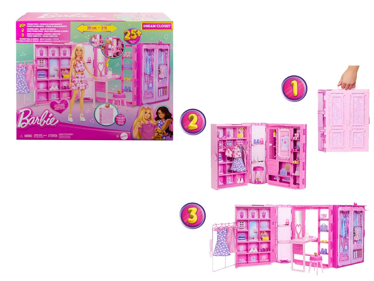 Barbie set da gioco dell' armadio dei sogni con bambola e accessori 3+ Mattel $