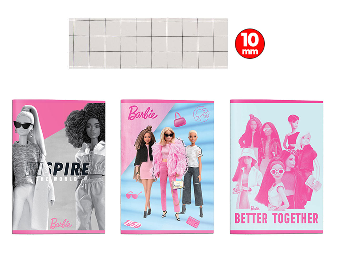 Quaderno maxi Barbie, confezione da 12 quaderni multicolor, rigatura 10mm, 21x29,7 cm - Dimagraf