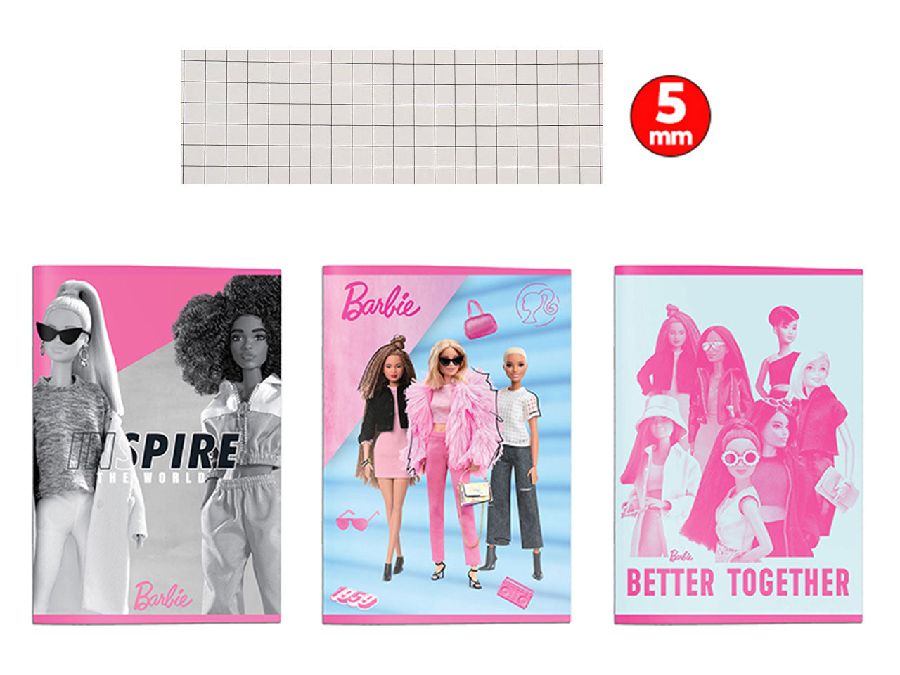 Quaderno maxi Barbie, confezione da 12 quaderni multicolor, rigatura 5mm, 21x29,7 cm - Dimagraf