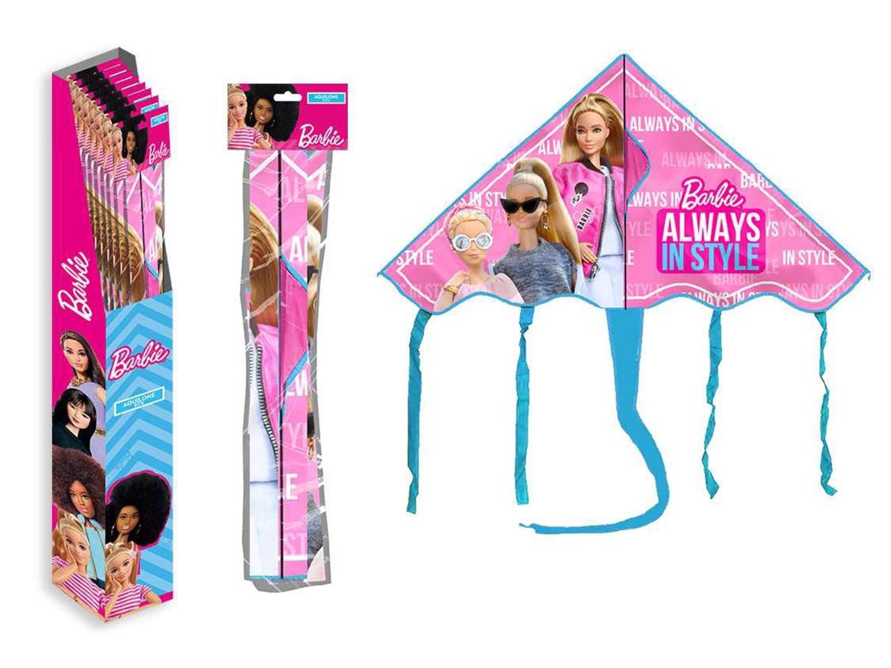 Aquilone per bambina Barbie etÃ  3+ rosa e fucsia in plastica 95 cm