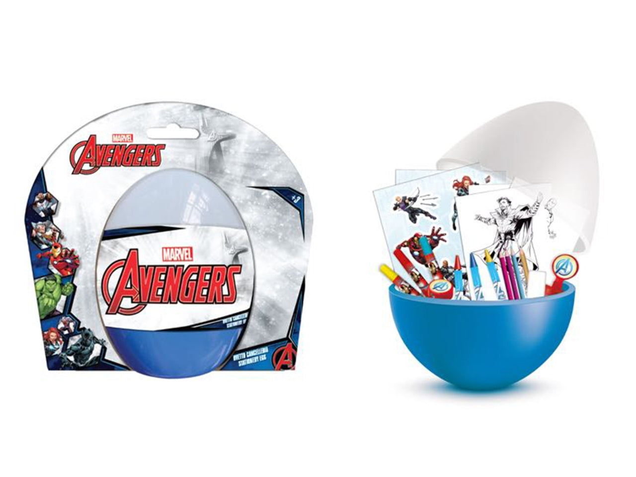Kit colori a ovetto per bambino Avengers, ideale per colorare e disegnare - 16cm x diametro 10cm - Mc group