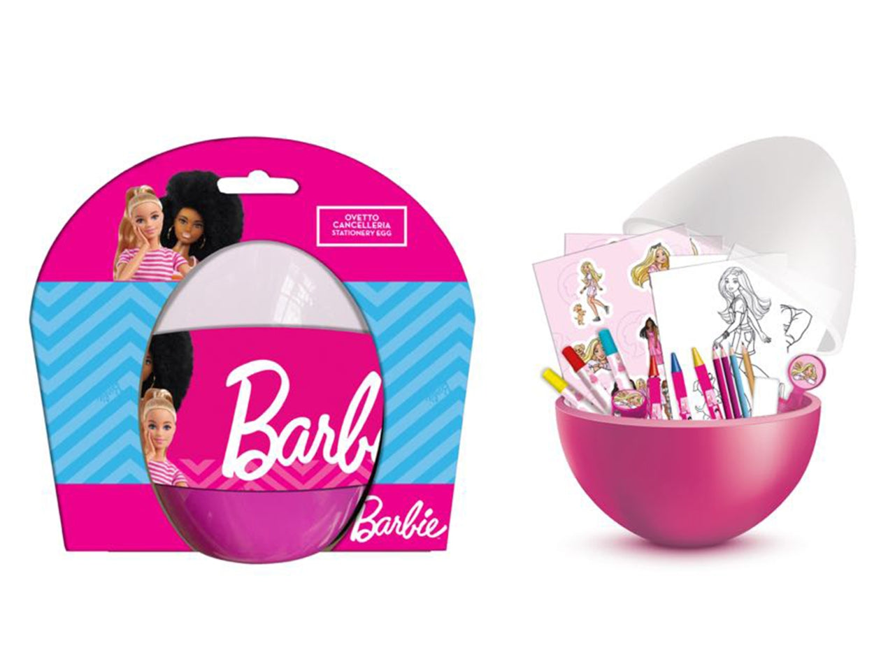 Kit colori a ovetto per bambina Barbie, ideale per colorare e disegnare - 16cm x diametro 10cm - Mc group
