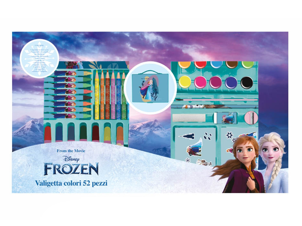 Valigetta colori la confezione contiene 52 oggetti di frozen